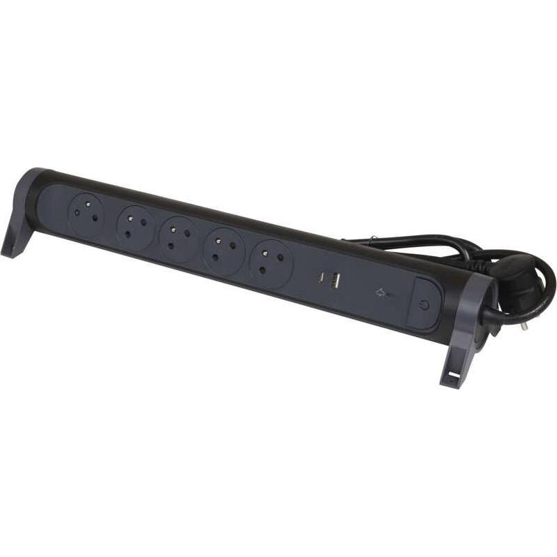 Legrand Przedłużacz 5x2PZ +USB A/C 1,5m czarny (1.50 m), USB Kabel