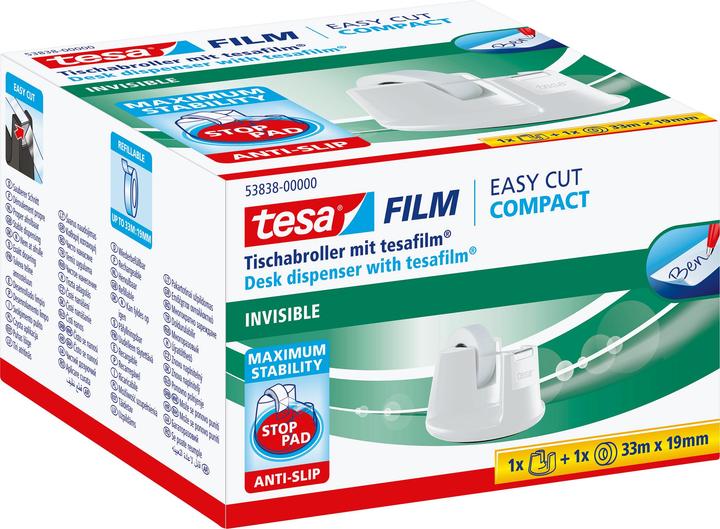 Produktbild tesa tesafilm COMPACT Tischabroller, Klebeband-Spender mit Anti-Rutsch-Boden, inkl. 1 Rolle tesafilm