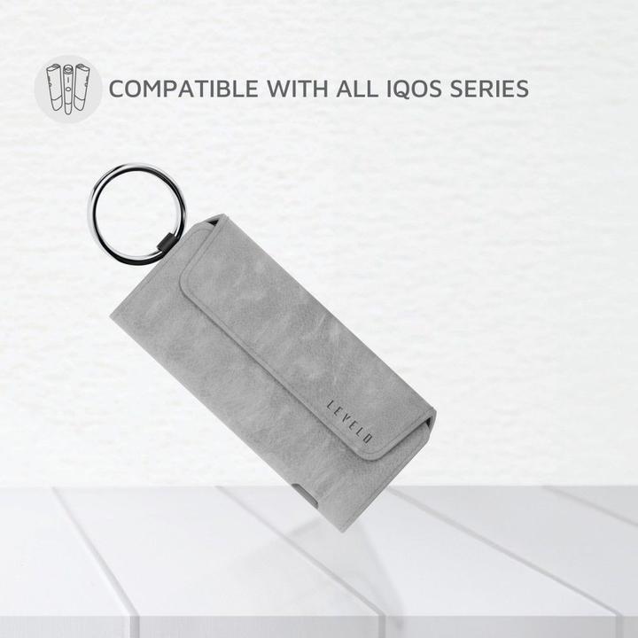 Levelo Leather Case - IQOS Iluma 2023 With Terra Ciggaratte Compartment - Grey (1 x)