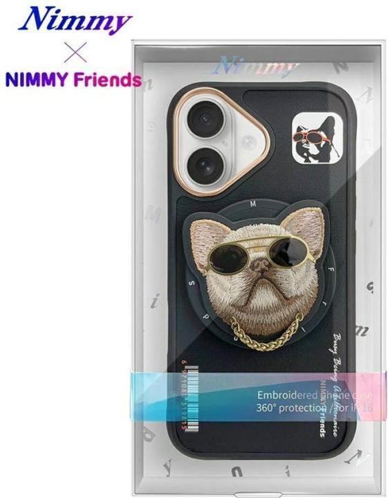 Produktbild Audi Nimmy Glasses Cool Dog MagSafe case for iPhone 16 black (Apple iPhone 16)