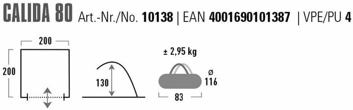 Produktbild High Peak Strandzelt Calida 80 aluminium-darkgrey (Strandzelt + Strandmuschel, 2.95 kg)