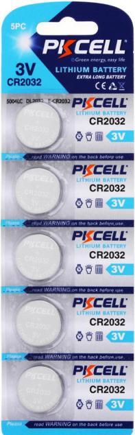Actual product image Pkcell Batteries CR2032 Set of 5 (5 pcs., CR2032, CR2025, 210 mAh)