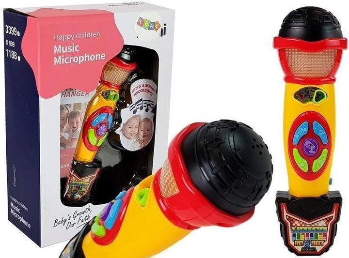 Image du produit Lean Toys Micro karaoké jaune et noir qui enregistre les chansons