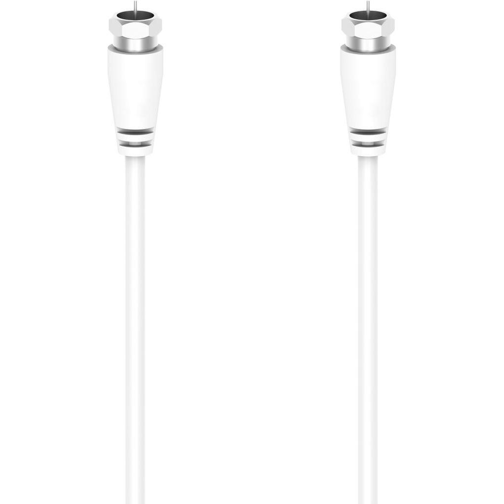 Hama SAT-Anschlusskabel, F-Stecker - F-Stecker, 3 m, 75 dB, Weiss (75 dB, Antennenkabel), Antennenkabel