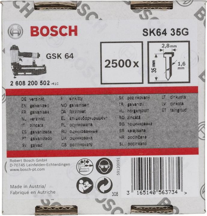 Produktbild Bosch Professional Zubehör Senkkopf-Stift SK64 35G, 1,6 mm, 35 mm, verzinkt