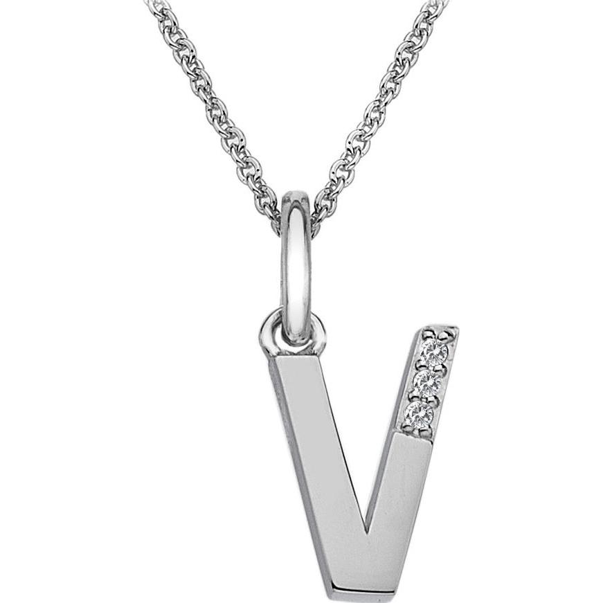 Thumbnail - Hot Diamonds, Halsschmuck, Diamant Buchstaben Halskette V, (Silber 925, 40 - 45 cm)