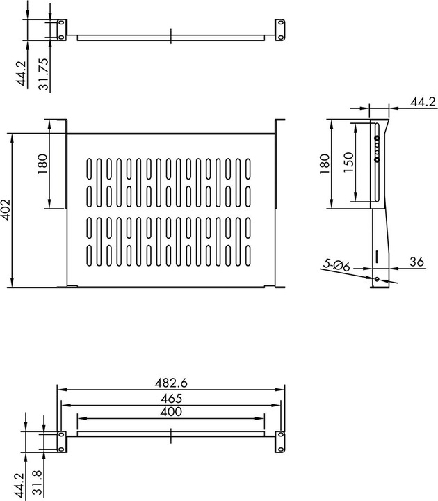 Image du produit Value étagère 19" 1he. t : 400 mm < 20 kg