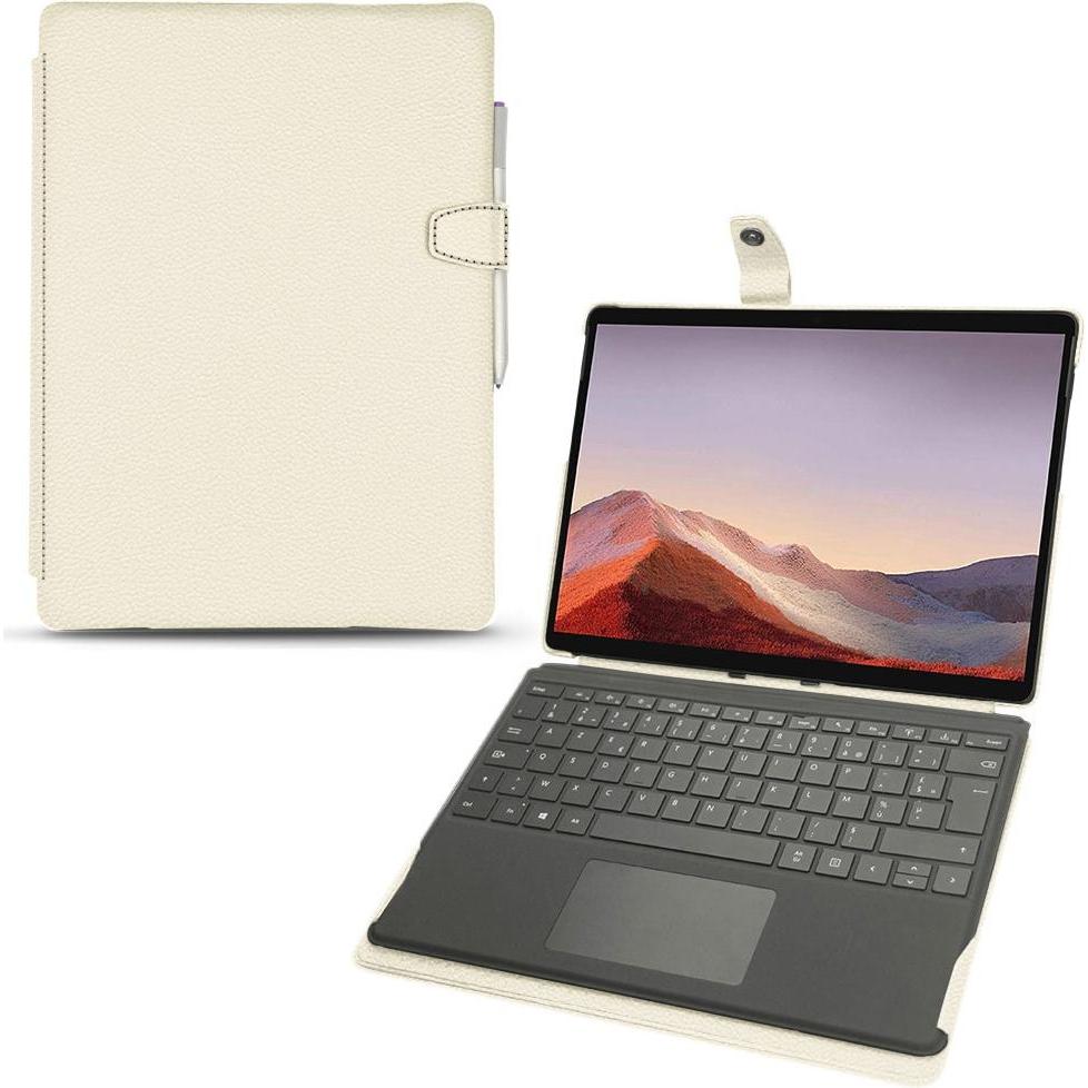 Noreve Lederschutzhülle (Microsoft Surface Pro X), Tablet Hülle, Weiss