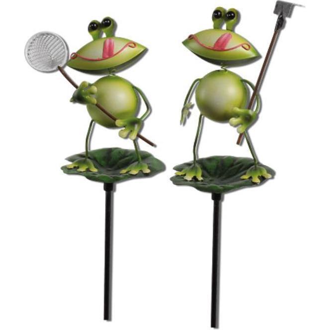 Seyko Geschenke 320017 - Gartenstecker Frosch aus Metall 13/70 cm, 2er Mix - (320017)