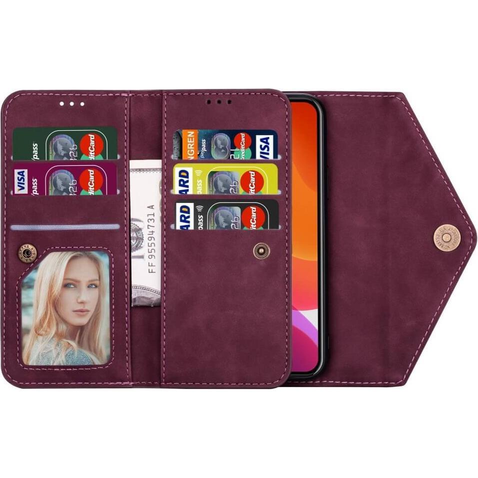 Thumbnail - Cover-Discount iPhone 14 Pro - Brieftaschen Hülle weinrot (Apple iPhone 14 Pro), Smartphone Hülle, Rot