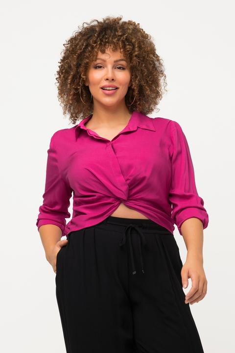 Produktbild Ulla Popken Hemdbluse, Knoten, kurz, Hemdkragen, Langarm (54)