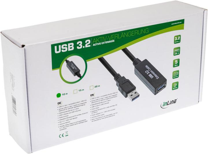 Produktbild InLine USB-A 3.2 Gen.1 Verlängerung, USB-A auf USB-A (10 m, USB 3.2 Gen 1)