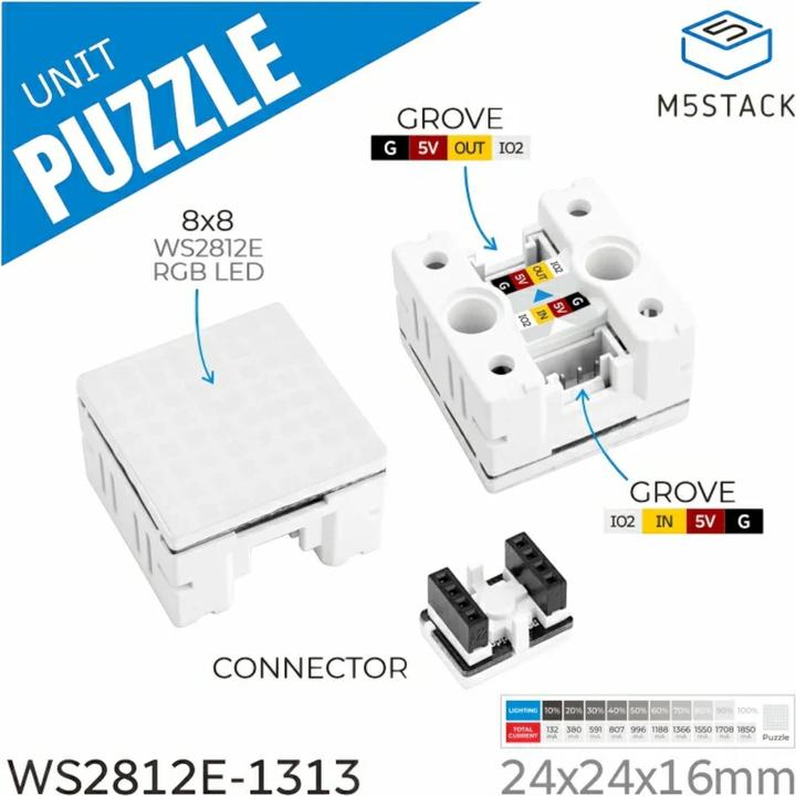 Produktbild M5Stack Puzzle Unit 8x8 LED Matrix WS2812E