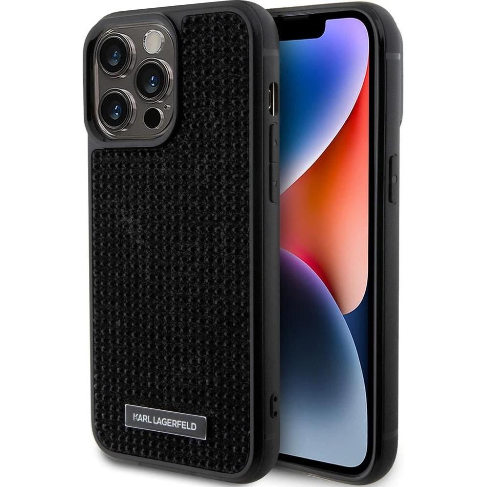 Karl Lagerfeld KLHCP15XHDSPLK iPhone 15 Pro Max 6.7" czarny/black hardcase Rhinestone Logo Metal Pla (Apple iPhone 15 Pr...