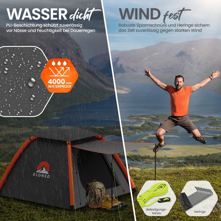 Image du produit Eloneo Aufblasbares Zelt mit Vordach & Luftpumpe, Camping Zelt wasserdicht, Luftzelt Ultraleicht (Tente gonflable, 6.50 kg, 4 personnes)