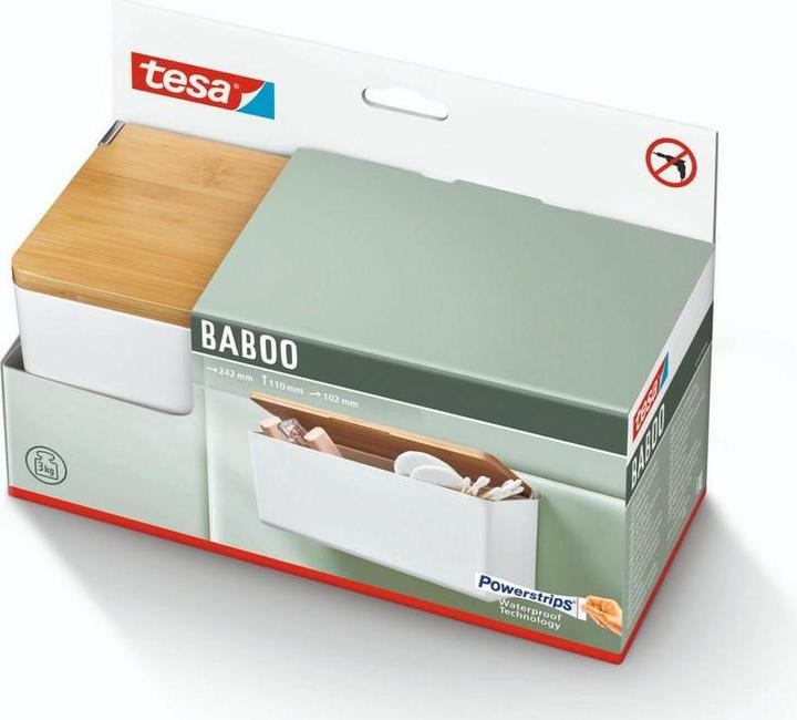 Actual product image tesa BABOO Storage box with lid, medium size incl. adhesive solution without drilling