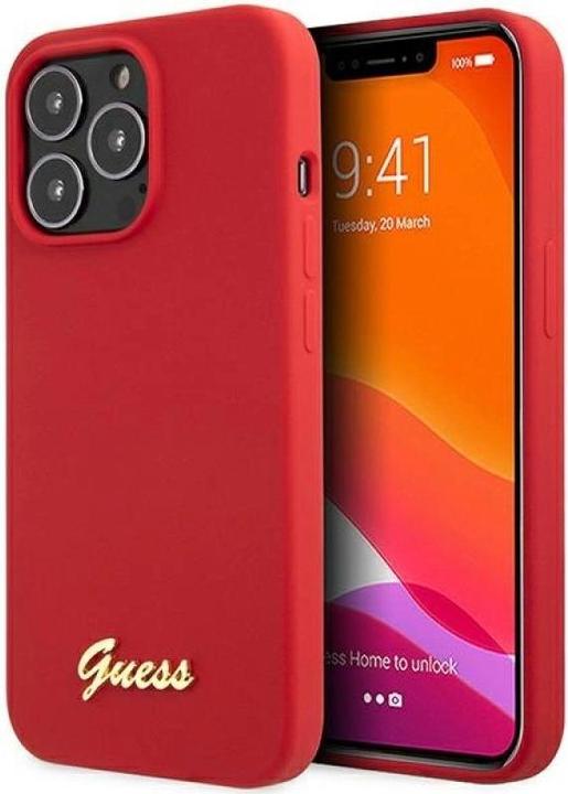 Produktbild Guess GUHCP13XLSLMGRE iPhone 13 Pro Max 6.7" czerwony/burgundy hard case Silicone Vintage Gold Logo (Apple iPhone 13 Pro Max)
