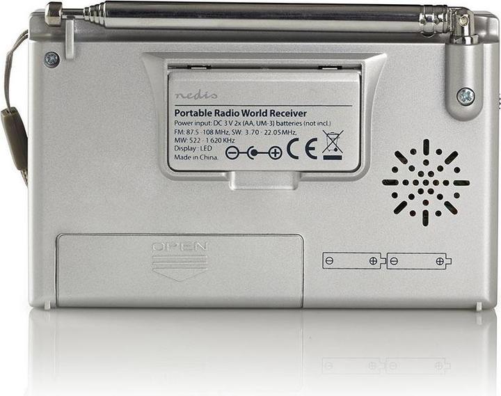Produktbild Nedis Weltradio | Tragbare Ausführung | AM / FM / SW | Batteriebetrieben / Netzstromversorgung | Dig (AM, FM)