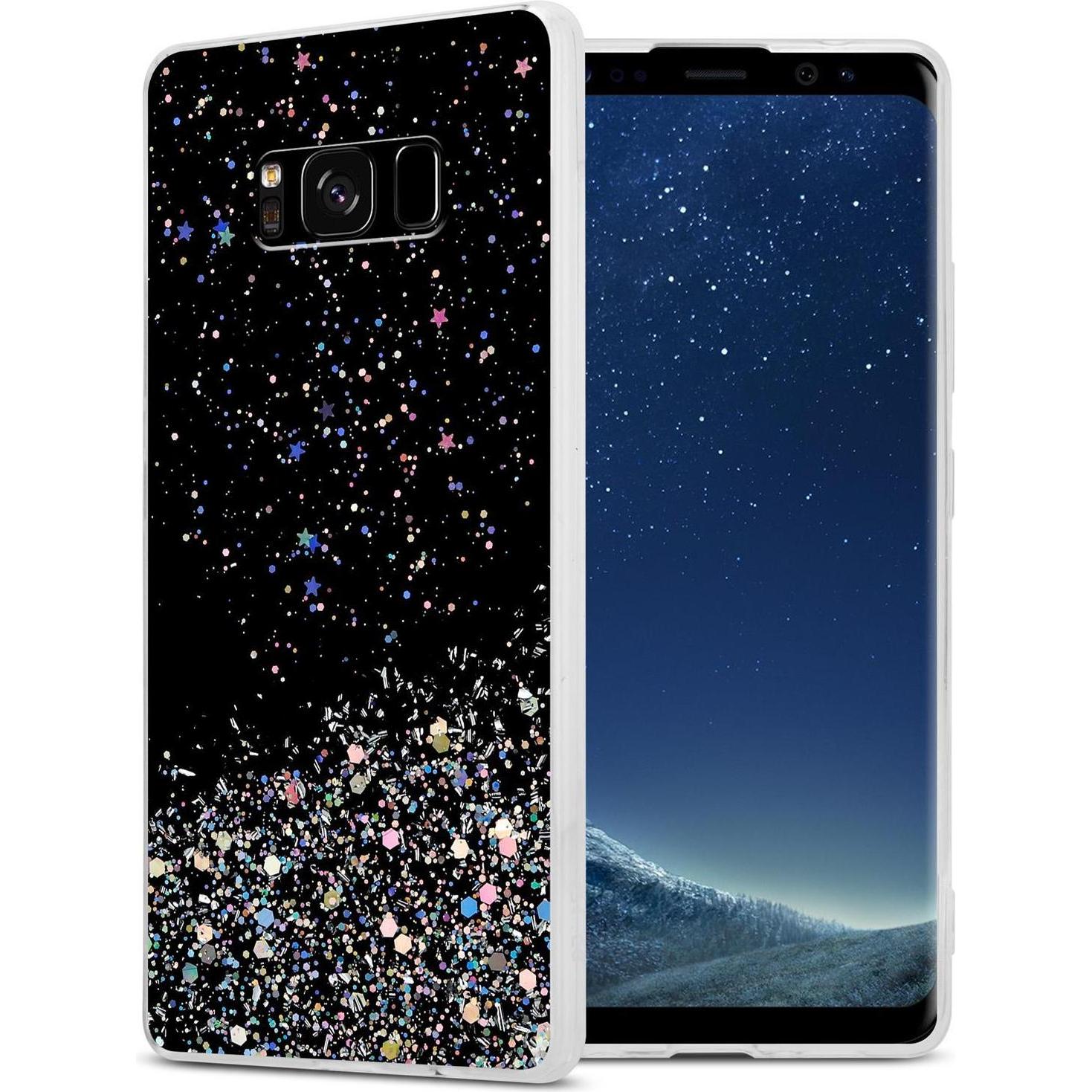Cadorabo TPU Cover funkelnder Glitter (Samsung Galaxy S8+), Smartphone Hülle, Schwarz