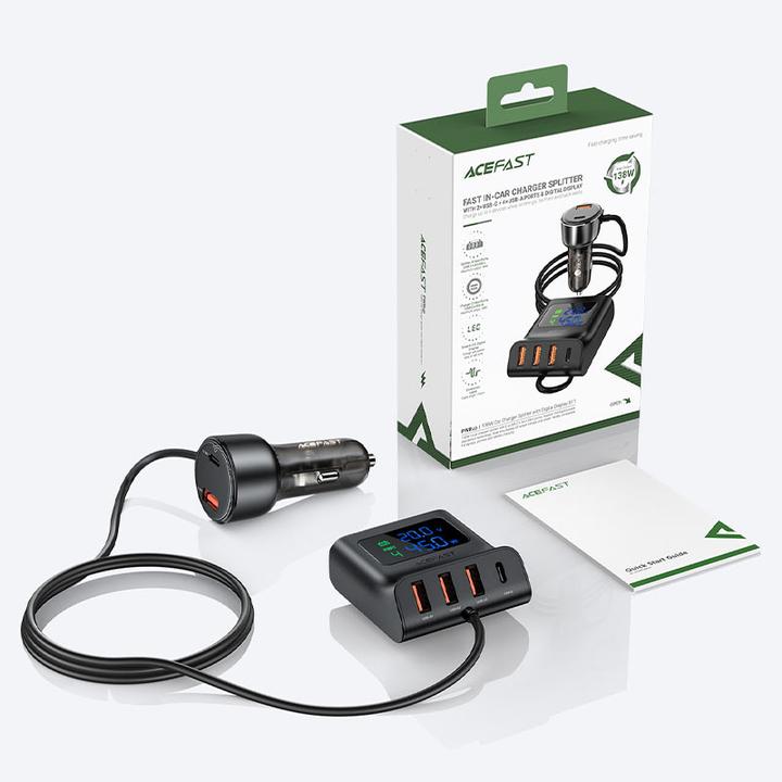 Image du produit Acefast Chargeur de voiture USB-A USB-C B11 138 W avec 6 ports - Noir