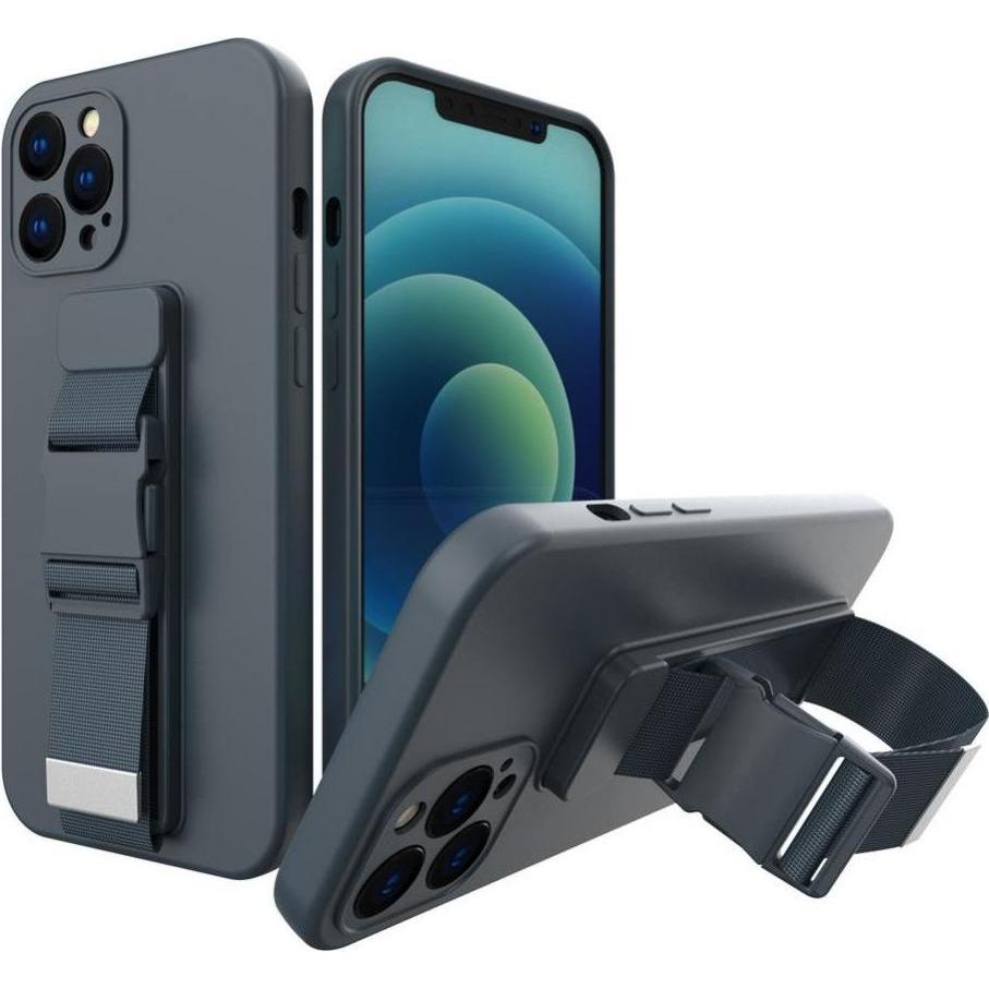 Hurtel Rope case gel case with a chain lanyard bag lanyard iPhone 13 Pro Max navy blue (Apple iPhone 13 Pro Max), Smartp...