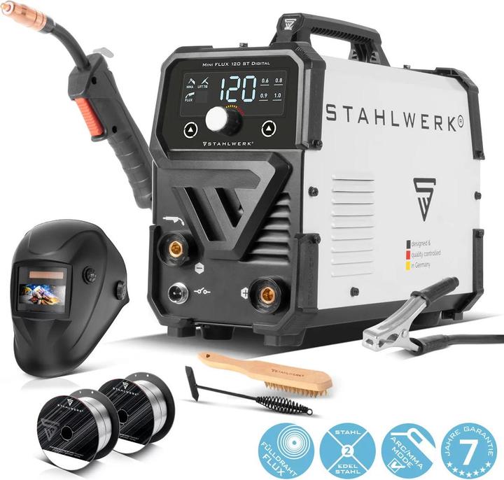 Produktbild Stahlwerk Schweissgerät Mini FLUX 120 ST mit ARC | MMA-Funktion Vollausstattung