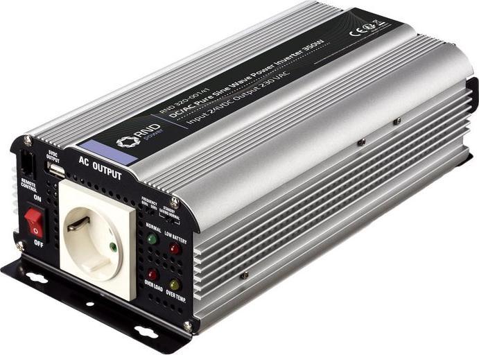 Actual product image RND Sine wave inverter, DC / AC 24V 350W socket outlet type F (CEE 7/3) with earthing contact / USB A