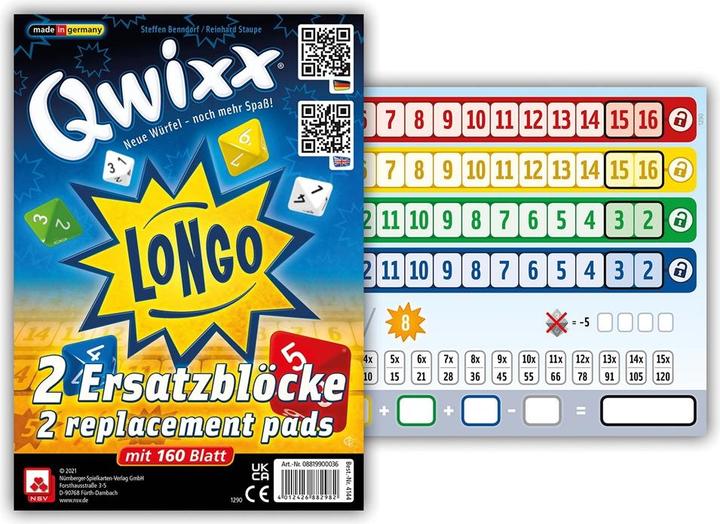 Produktbild NSV Qwixx Longo - Ersatzblöcke (2er) (Deutsch, Französisch, Italienisch, 2 - 5 Spieler)
