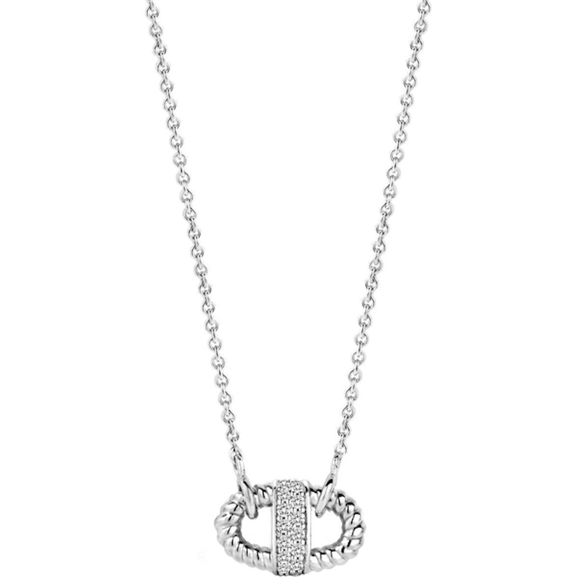 Ti Sento Milano, Halsschmuck, Collier mit Seildesign und Zirkonia 3910ZI/42, (925 Sterling Silber, 48 cm)