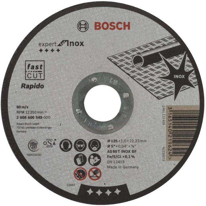 Immagine prodotto Bosch Professional Zubehör Disco da taglio PRO per acciaio inox e metallo, 125 x 1 x 22,23 mm