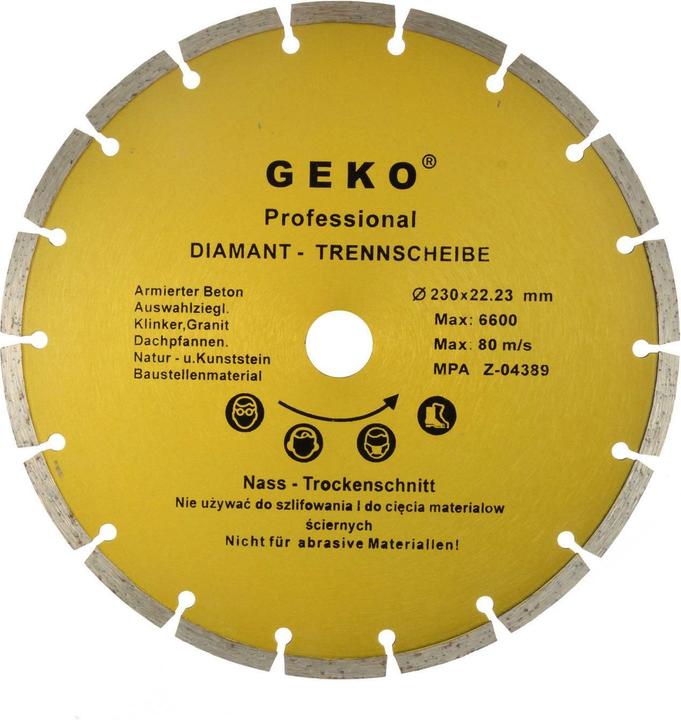 GEKO Diamant segmentdoorslijpschijf, 230x8x22mm