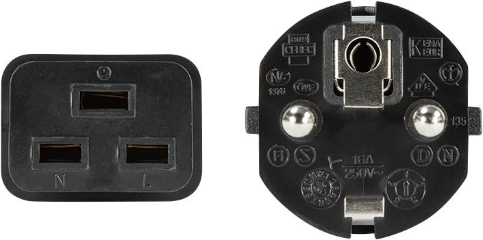 Produktbild LogiLink Power Cord CEE 7/7-IEC C19 black 1.00m (1 m)
