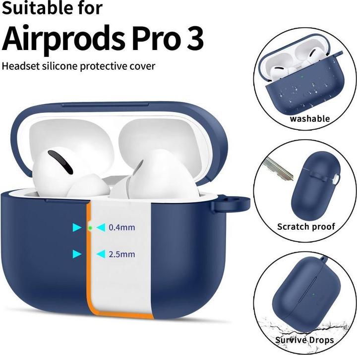 Image du produit 4Kom Headphone case Tech-Protect Apple AIRPODS PRO 3 SILICONE HOOK Navy Blue (Manchon pour casque d'écoute)
