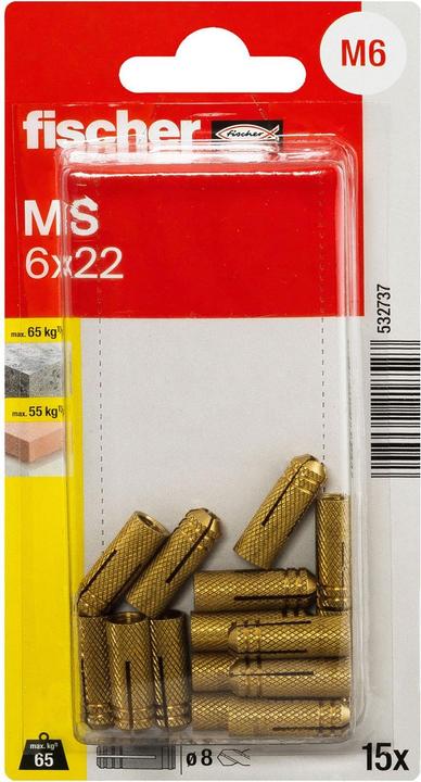 Produktbild Fischer Messingdübel MS 6x22 K (15 Stk.)