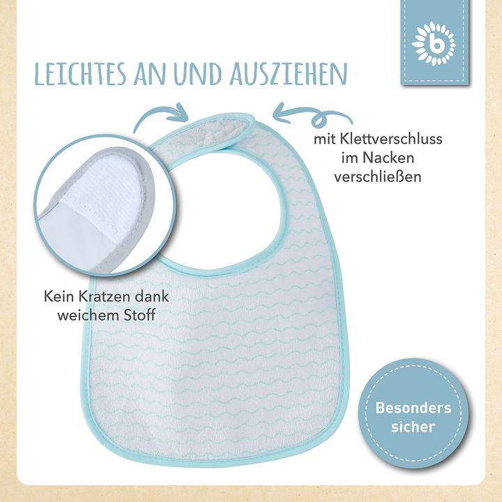 Image du produit Bieco Lätzchen 10er Set, Petrol/Schiefer 30 x 21 cm (0 Mois)