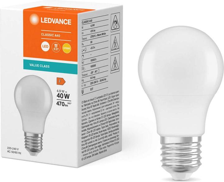 Produktbild Ledvance LED-Lampe (E27, 4.90 W, 470 lm, 1 x, F)