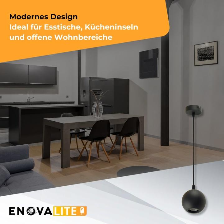 Productafbeelding Enovalite LED-Pendellampe GLOBE, GU10-Fassung, IP20, Ø10cm, 1flammig, schwarz (GU10)