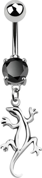 Immagine prodotto Star Piercing Banana argento con ciondolo lucertola nero (senza ottone, Acciaio chirurgico 316L, Argento 925)