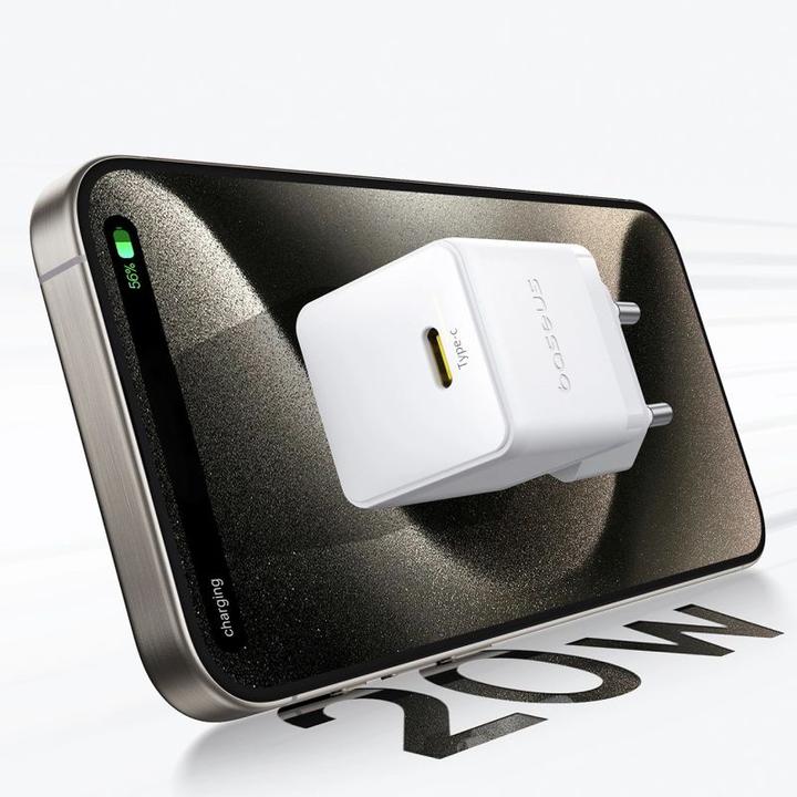 Actual product image Baseus - Wall Charger Palm (P10111602213-00) - Fast Charger, Type-C, PD 20W, 5V/3A - Moon White (20 W, 1 portion)