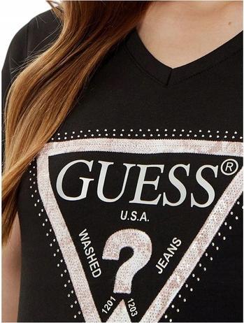 Produktbild Guess Damen T-Shirt Vn Python Triangl Schwarz (M)