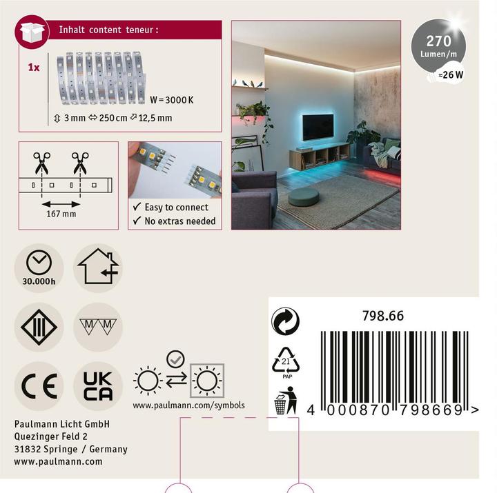 Image du produit Paulmann MaxLED 250 Stripe (RGBW, 250 cm, Intérieur)