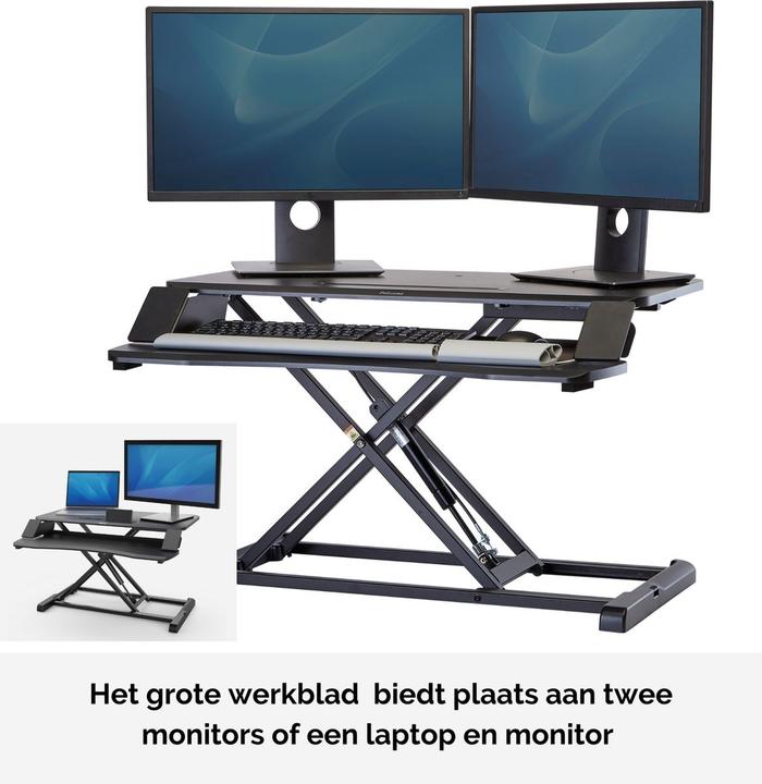Actual product image Fellowes Corsivo™ sitting/standing workstation, HxWxD 110 x 800 x 615 mm, black.