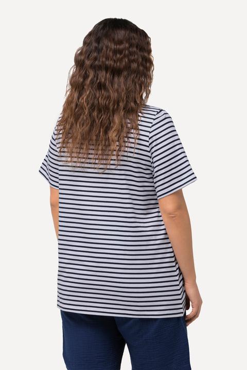 Produktbild Ulla Popken T-Shirt, Ringel, Palmenstickerei, Rundhals, Halbarm (56)