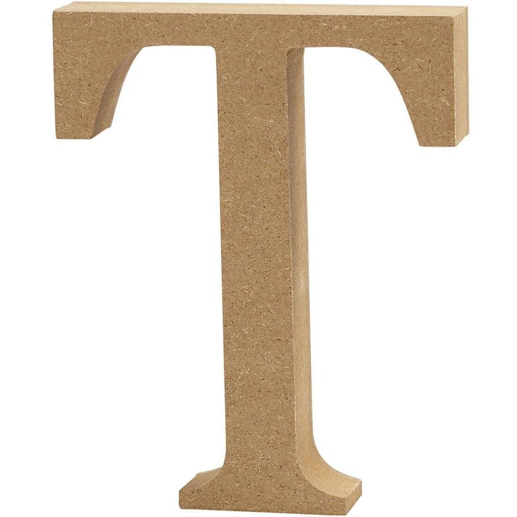 Creativ Company, Houten letters + stoffen letters, Houten letter T