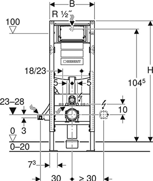 Productafbeelding Geberit Duofix-element voor wandcloset 112 cm met Sigma inbouwspatwand 12 cm barrièrevrij 111.350.00.5