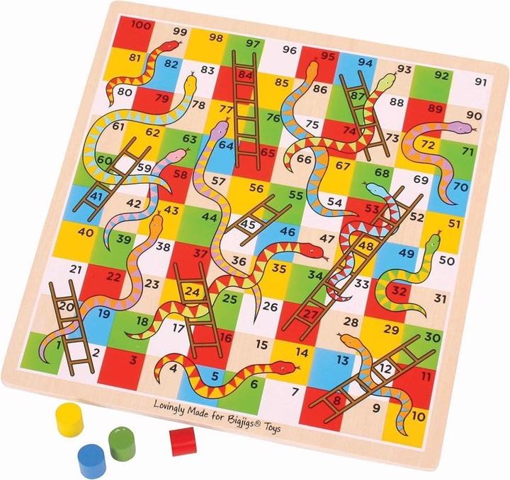 Produktbild Bigjigs Traditional Snakes and Ladders (Deutsch, Englisch, Französisch, Italienisch, 2 - 4 Spieler)