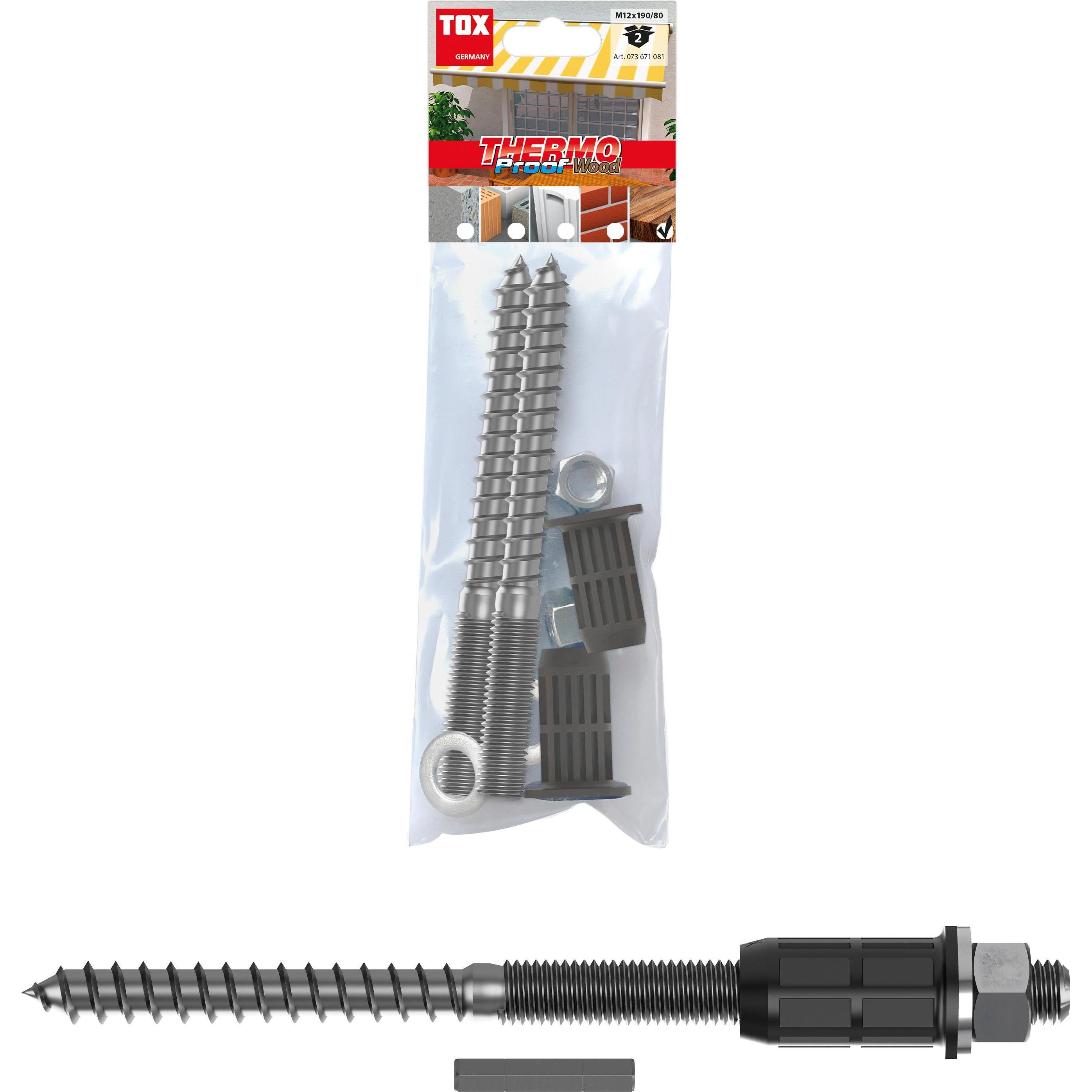 Thumbnail - Tox, Dübel, Schwerlast-Montagesystem Thermo Proof Wood M12x190/80 (2 Stk.) (2 Stk.)