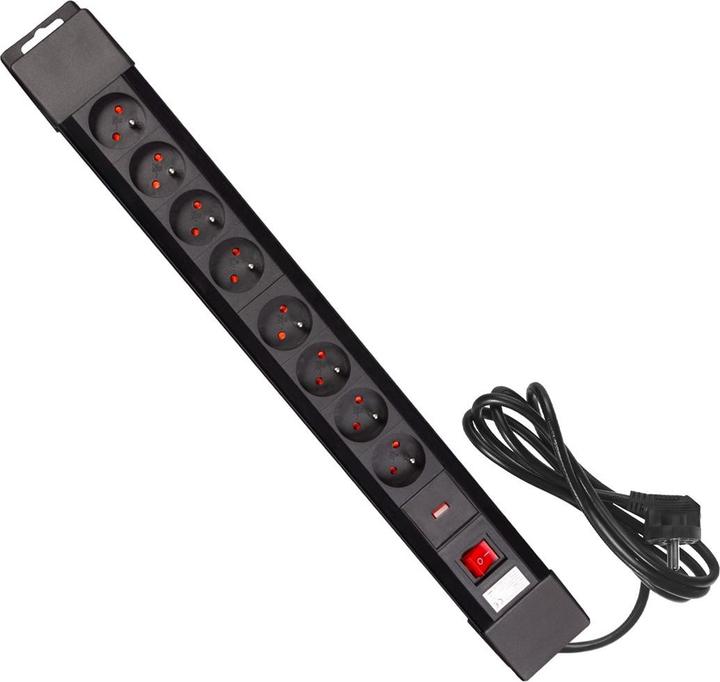 Actual product image Maclean MCE11 Extension Cable 1 5 m 8 AC Outputs Indoor Black (8x, CEE 7/5, 1.50 m)