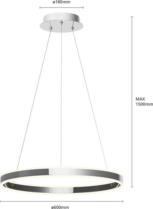 Image du produit Lucande Lyani Lampe à suspendre Ø60 Chrome/White (1800 lm)