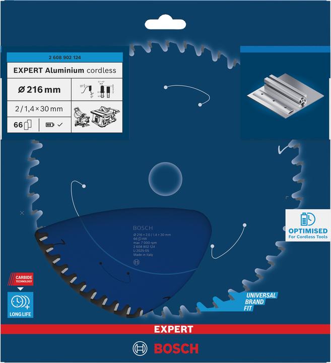 Actual product image Bosch Professional Zubehör 2608902124 EXPERT cirkelzaagblad - 216 x 30 x 66T - aluminium
